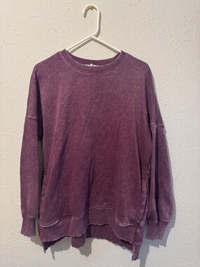 Zenana Outfitters Vintage Plum Washed Crewneck Sweatshirt